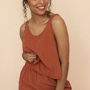 Rust Sleeveless Top and Shorts Set